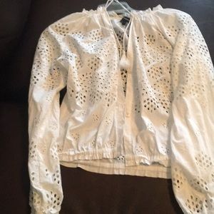 Theory tassel eyelet long sleeve shirt